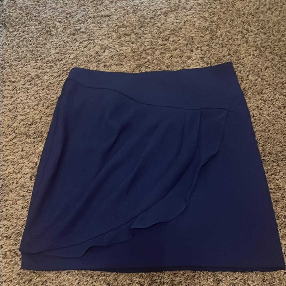 Blue Asymmetrical Wrap Mini Skirt for Work
